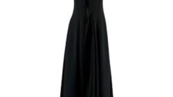 Maticevski Black Flared Pleated Zip Gown For Sale at 1stDibs